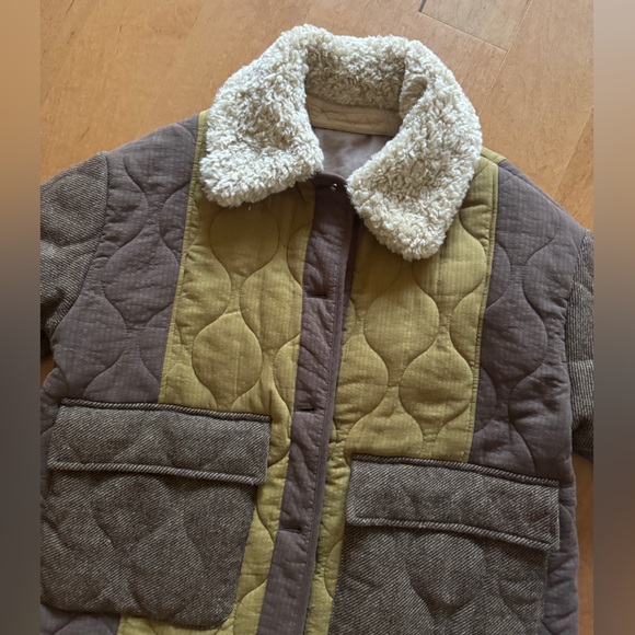 Amente Quilted Brown and Tan patchwork Women's Coat - Picture 2 of 4